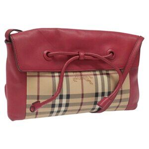 BURBERRY Nova Check Shoulder Bag PVC Pink Beige Auth 114520